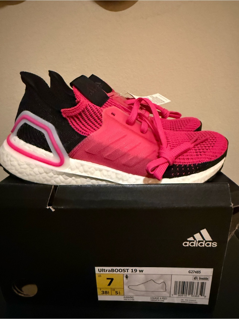 adidas Ultraboost 19 W Pink and Black Running Shoes